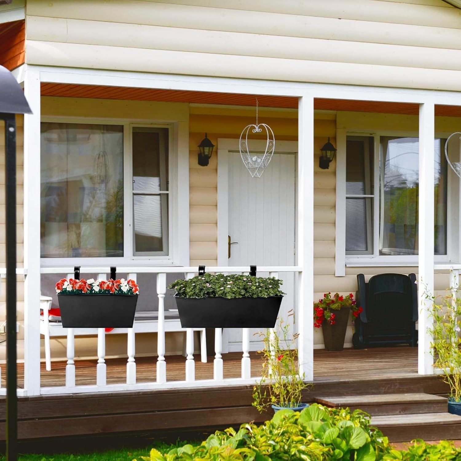 3er Set Hängende Metall Blumentöpfe für Balkon & Garten - Schwarz