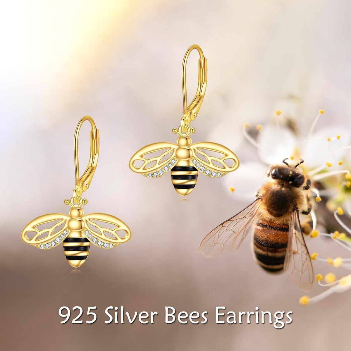 925 Sterling Silber Biene Ohrstecker für Damen & Mädchen