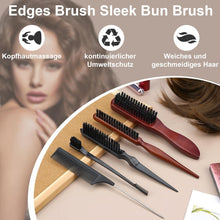 5er Set Sleek Bun Haarbürste mit Wildschweinborsten