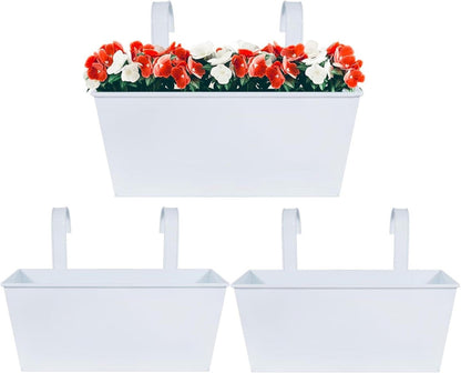 3 Hängende Blumentöpfe Metall Weiß 30.5x13x13cm - Aufhängbare