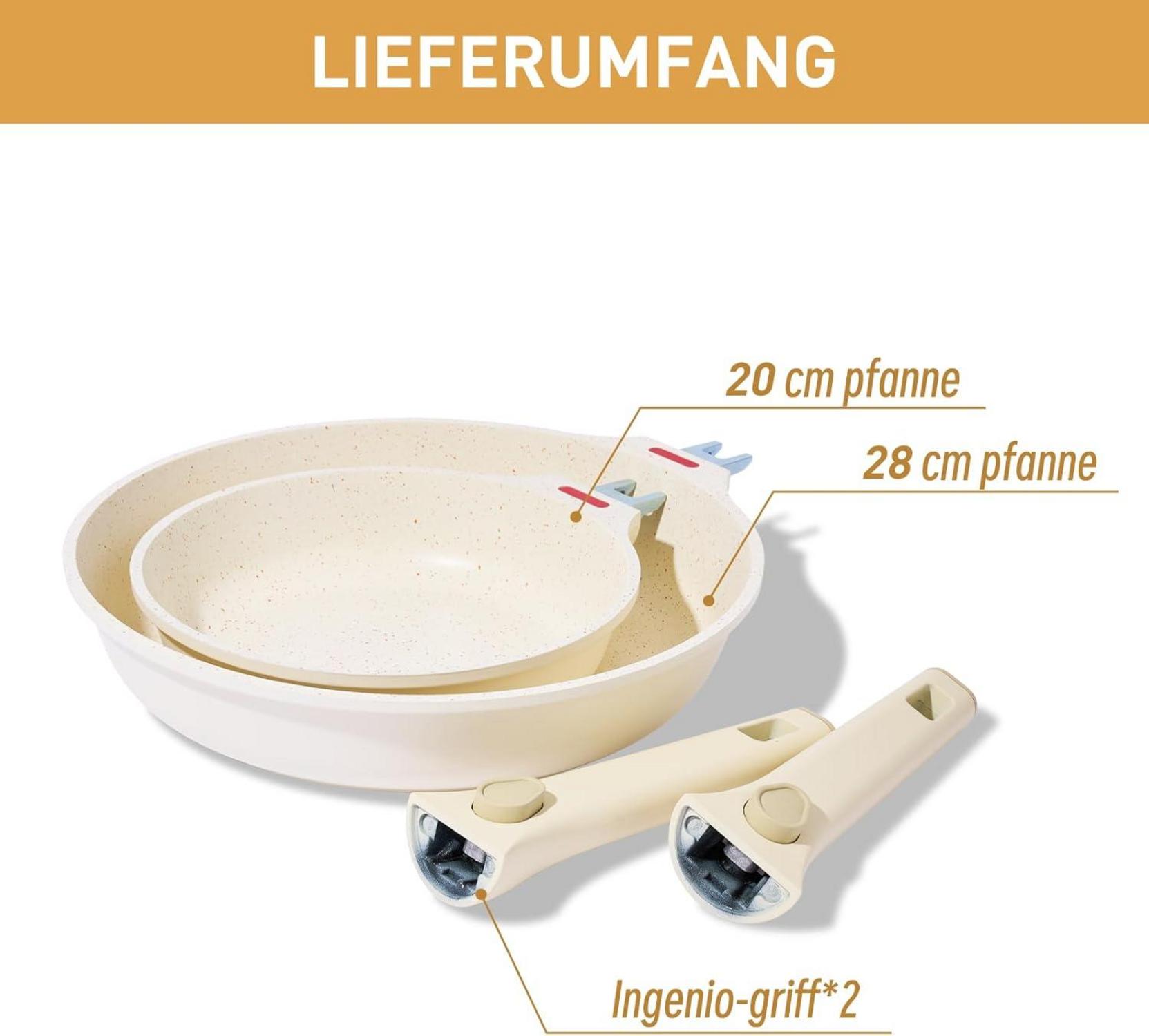 JEETEE Topf und Pfannenset 4-Teilig, Granit-Antihaft Töpfe