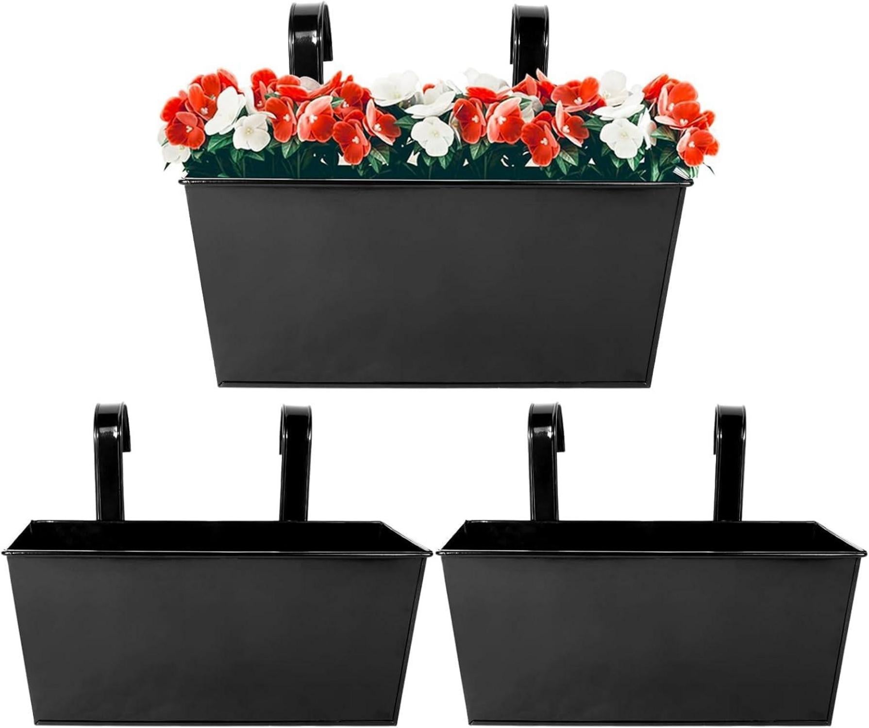 3er Set Hängende Metall Blumentöpfe Schwarz 30.5cm