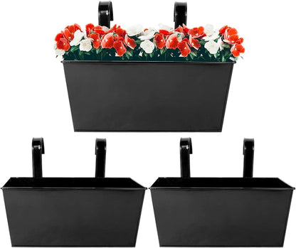 3er Set Hängende Metall Blumentöpfe Schwarz 30.5cm