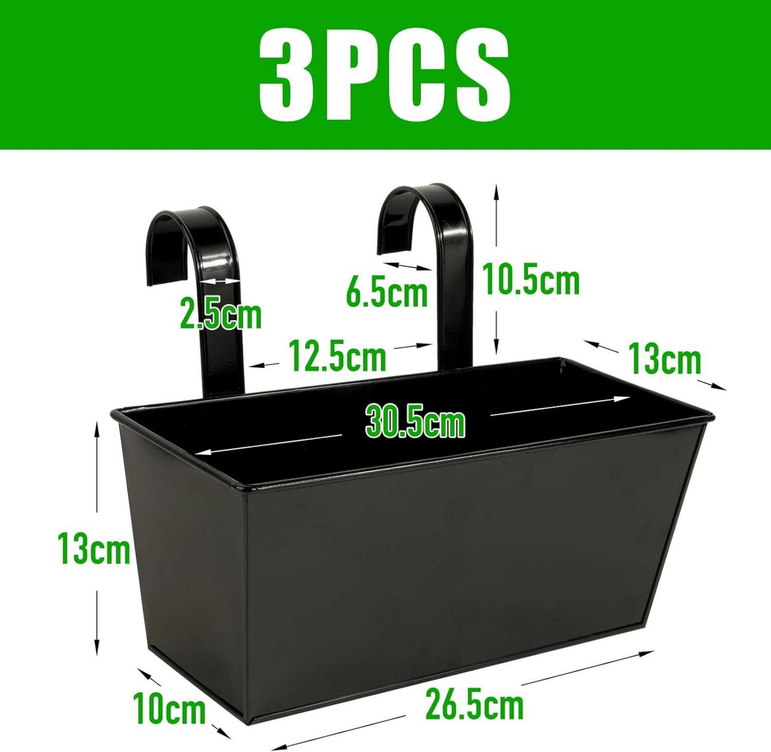 3er Set Hängende Metall Blumentöpfe für Balkon Garten