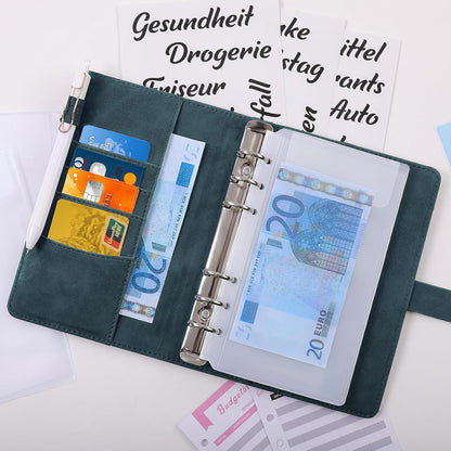 Budget Planner A6 PU Leder Geld Organizer mit Budgetblättern