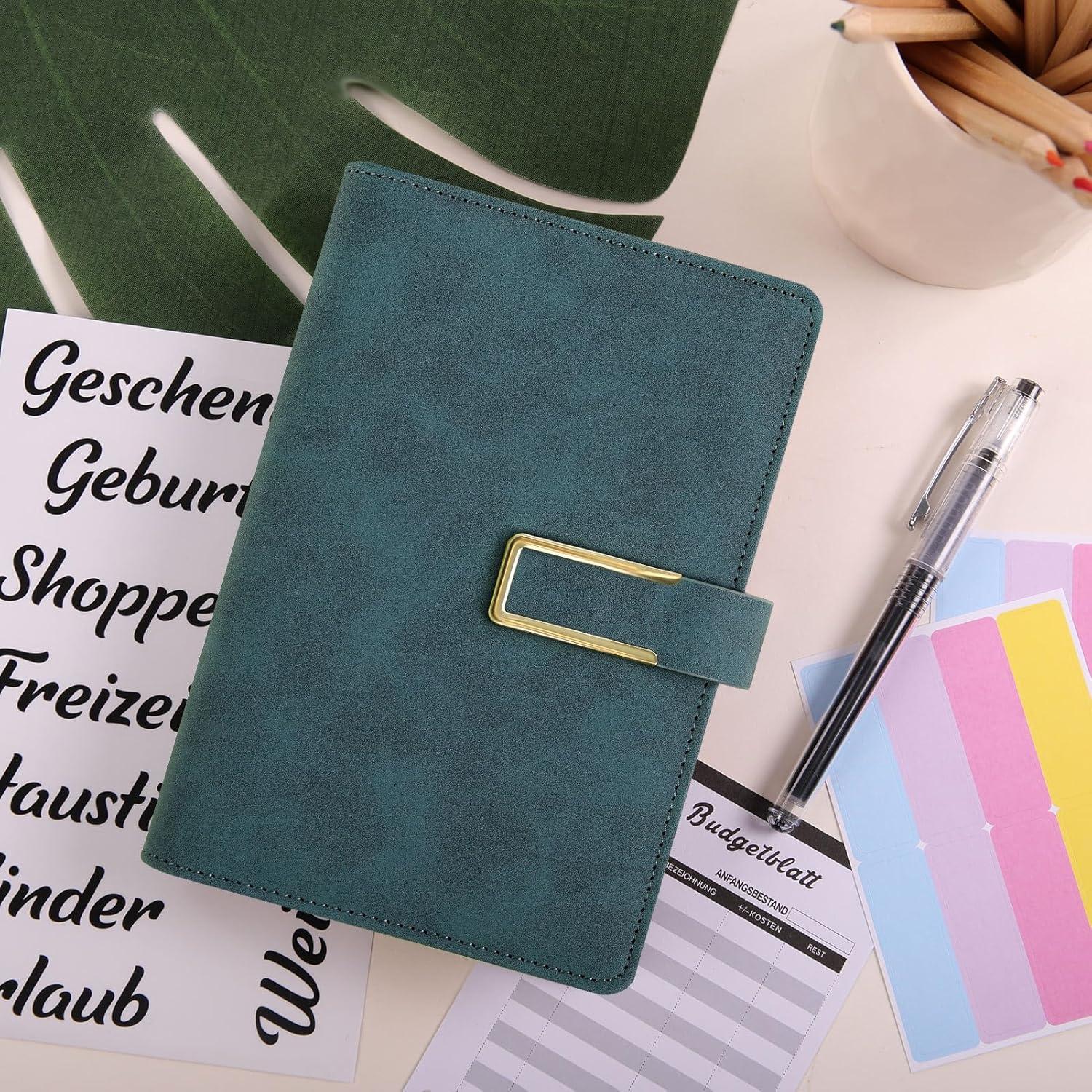 KONVINIT Budget Planner A6 PU Leder Geld Organizer mit Magnetverschluss