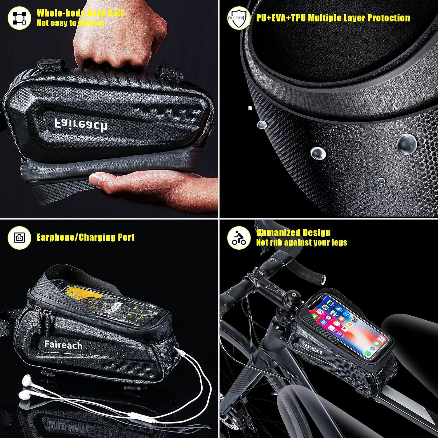 Fahrradtasche Rahmen Wasserdicht, Handytasche Fahrrad 2,2L Kapazität