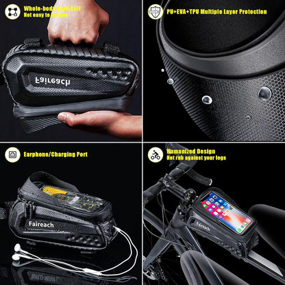 Fahrradtasche Rahmen Wasserdicht, Handytasche Fahrrad 2,2L Kapazität