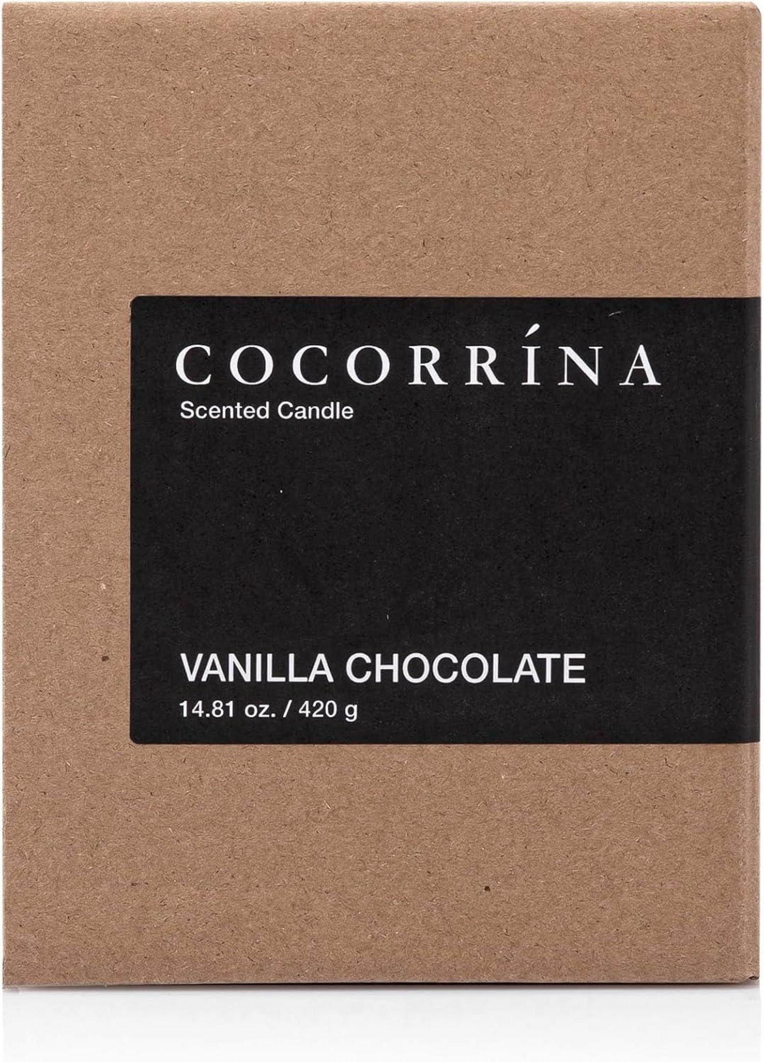 Cocorrína Duftkerze 420g mit Vanille-Schokolade-Duft - Soja-Wachs, 46h Brenndauer, Geschenkidee