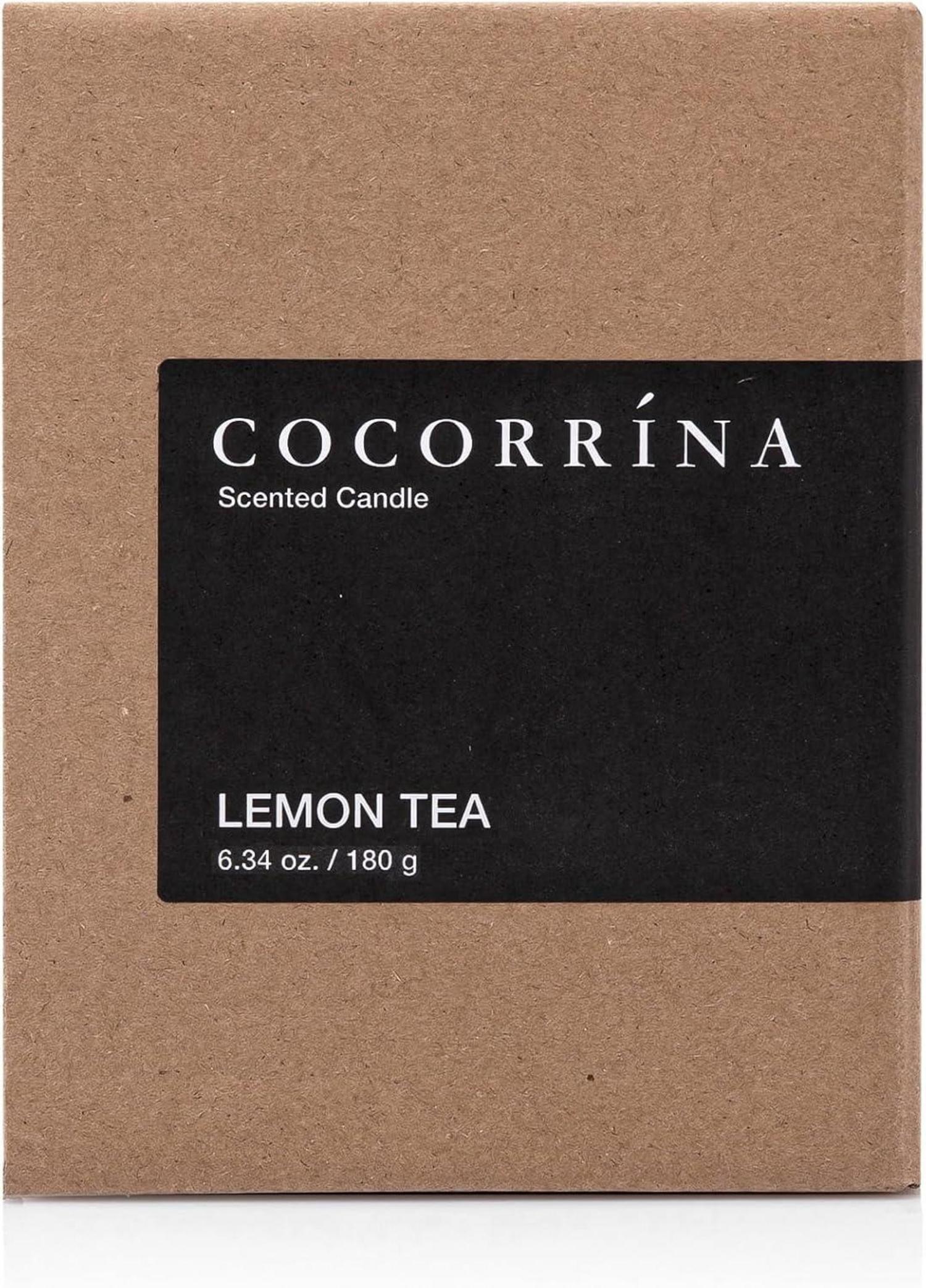 Cocorrína Zitrone Tee Duftkerze im Glas 180g - Sojawachs, bis zu 40 Stunden Brenndauer