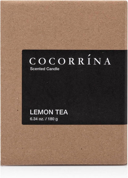 Cocorrína Zitrone Tee Duftkerze im Glas 180g - Sojawachs, bis zu 40 Stunden Brenndauer