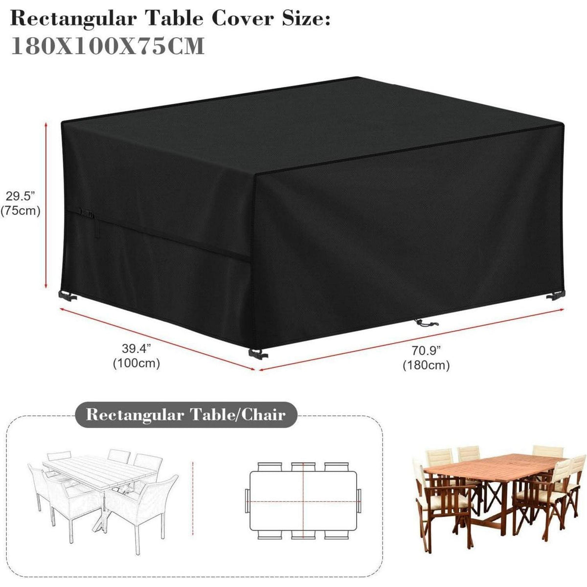 Wasserdichte Gartenmöbel Abdeckhaube 420D Oxford 180x100x75cm