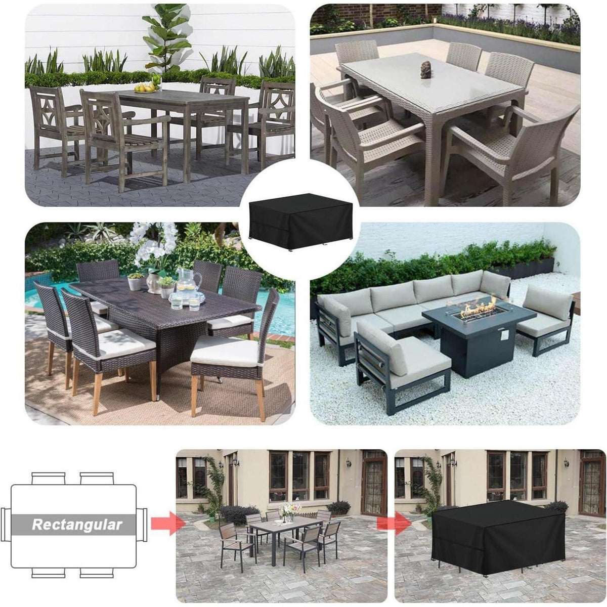 Wasserdichte Gartenmöbel Abdeckhaube 420D Oxford 180x100x75cm