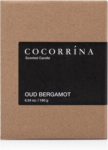 Cocorrína Oud Bergamotte Duftkerze im Glas 180g - Geschenk Kerze, 40h Brenndauer