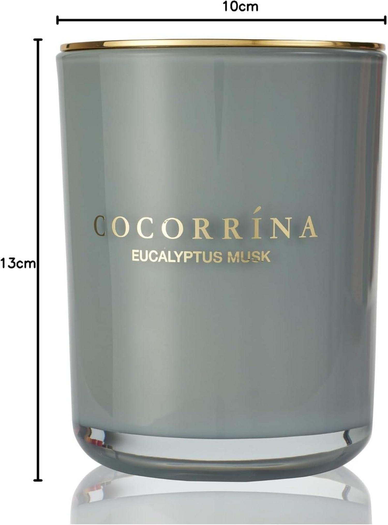 Cocorrína Eukalyptus Moschus Duftkerze im Glas - 420g, 46 Stunden Brenndauer, Geschenk Kerze