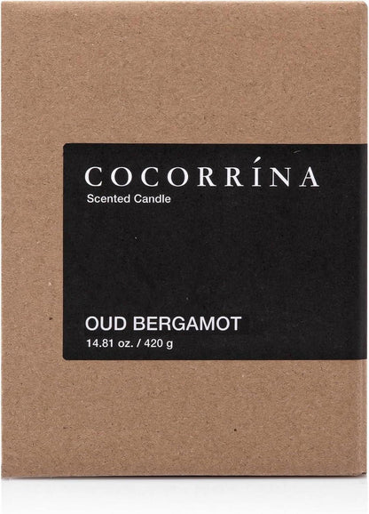 Duftkerze im Glas Oud Bergamotte Sojawachs 420g 2-Docht 46h Brenndauer Weihnachtsgeschenk
