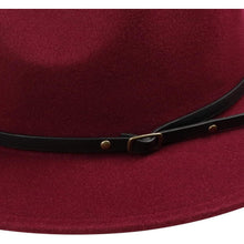 Damen Fedora Hut mit breiter Krempe Burgundy M