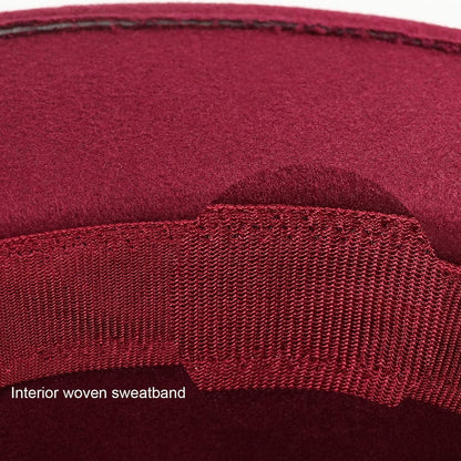 Damen Fedora Hut mit breiter Krempe Burgundy M