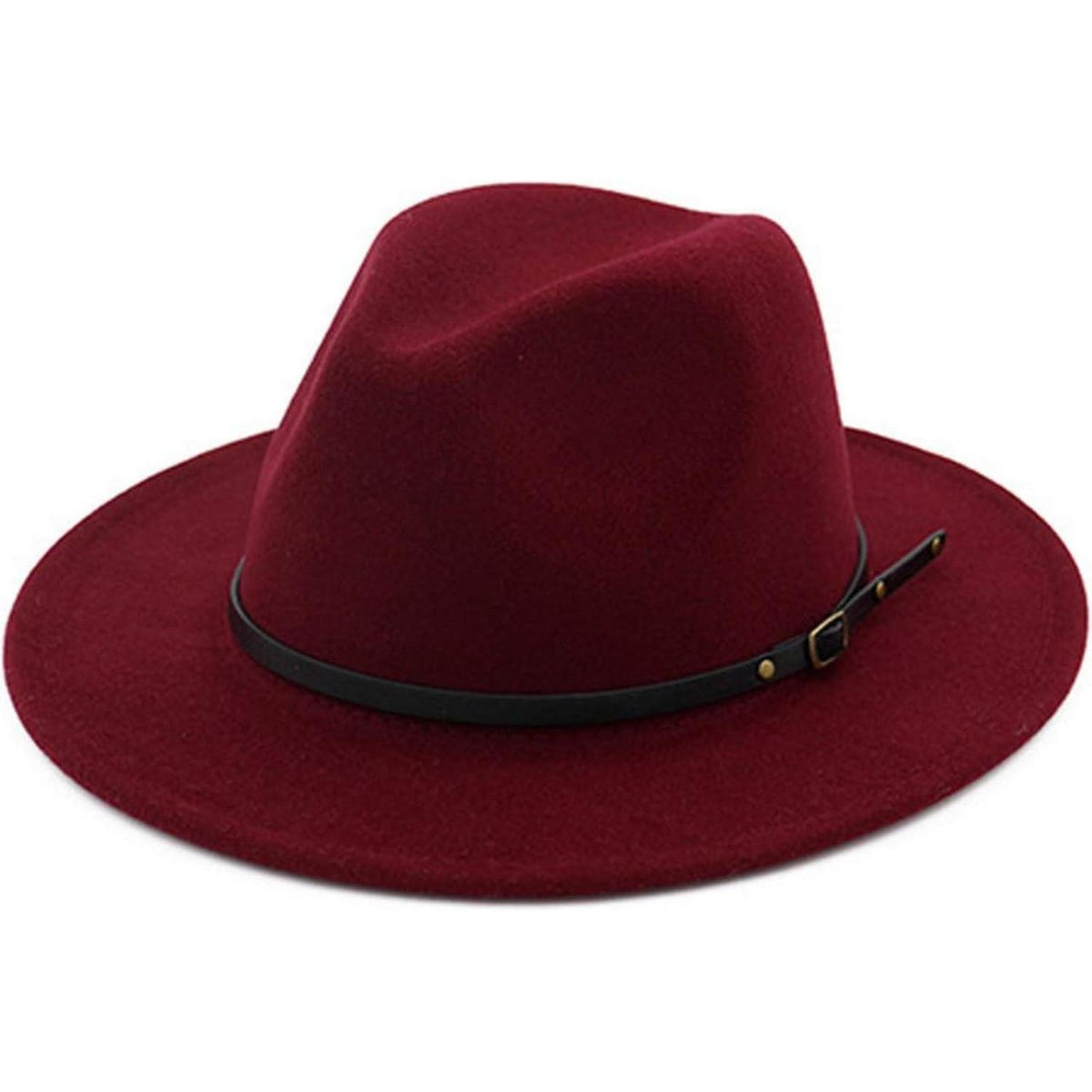 Damen Fedora Hut mit breiter Krempe Burgundy M