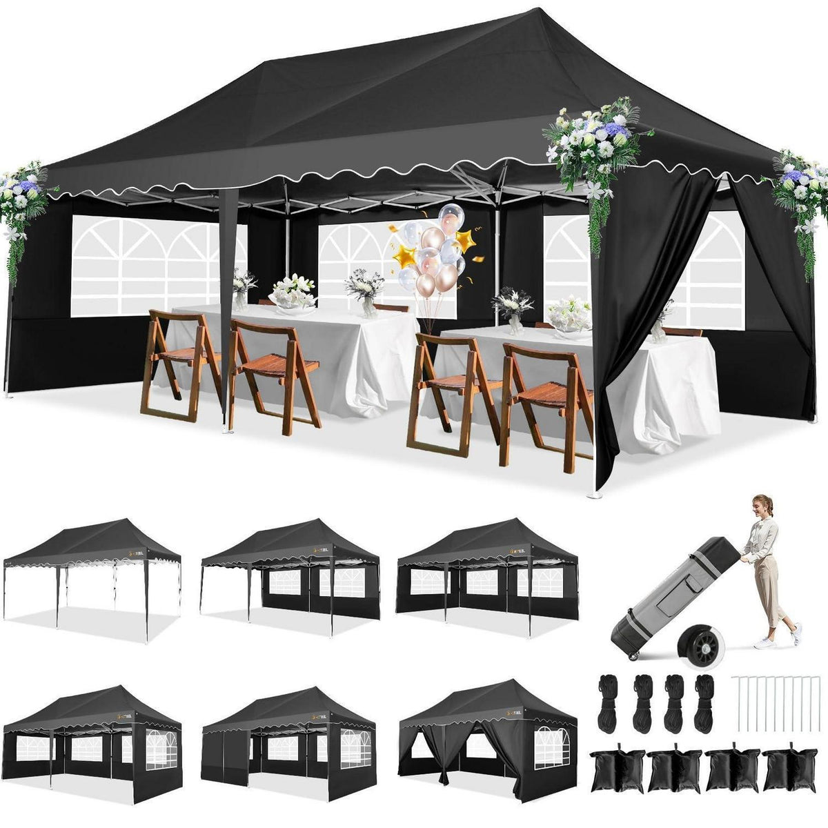 3x6m Faltpavillon mit Seitenwänden – Wasserdicht & Stabil