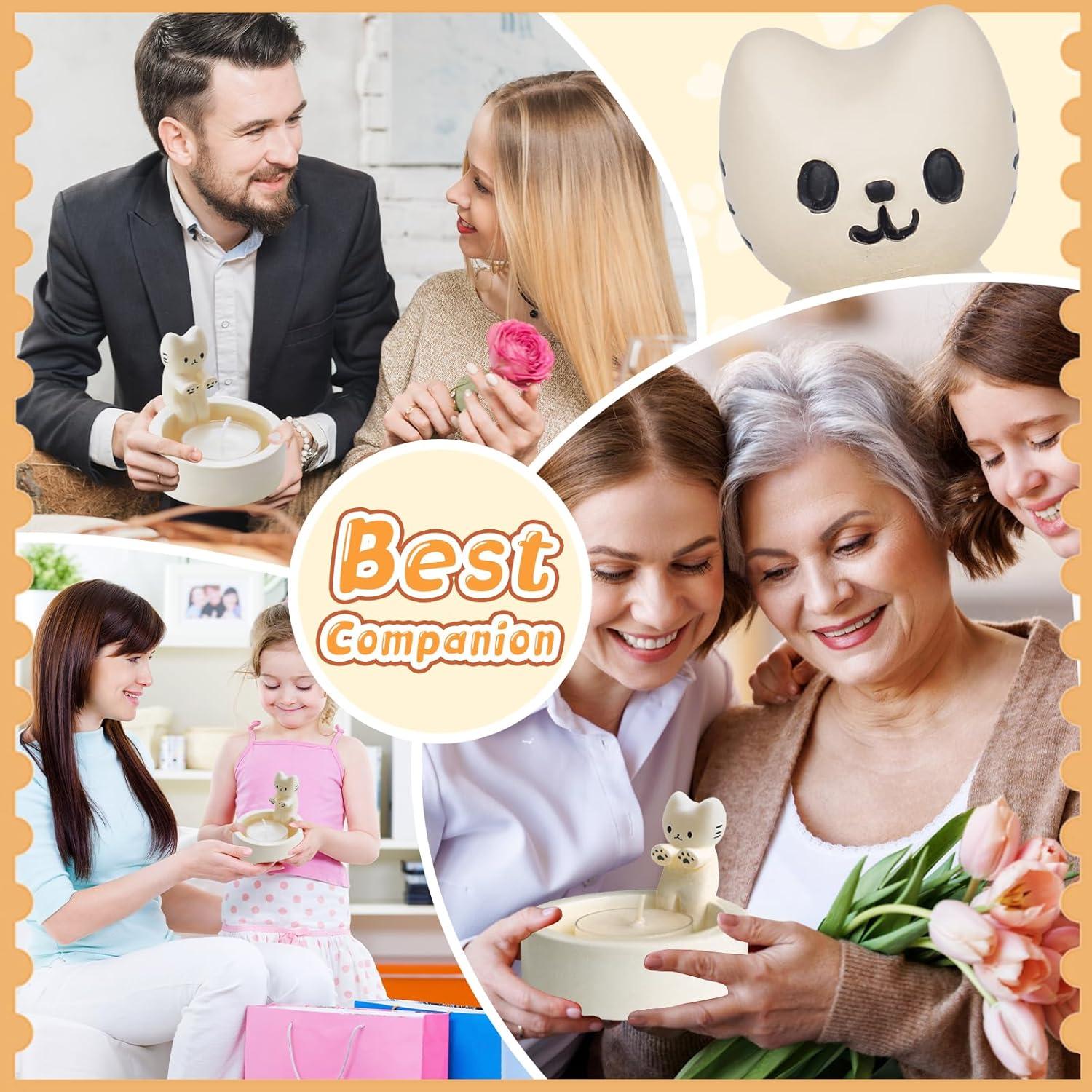 Katzen Kerzenhalter Teelichthalter Deko Katze Geschenke Wohnzimmer Schlafzimmer