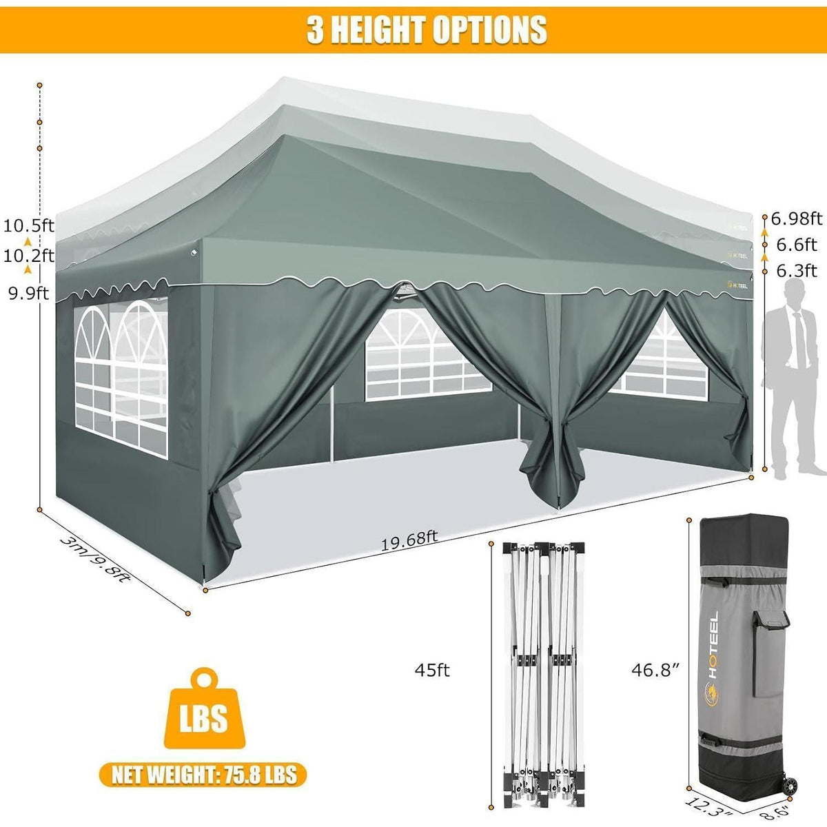 Faltpavillon 3x6 mit Seitenwänden – Wasserdicht & Stabil