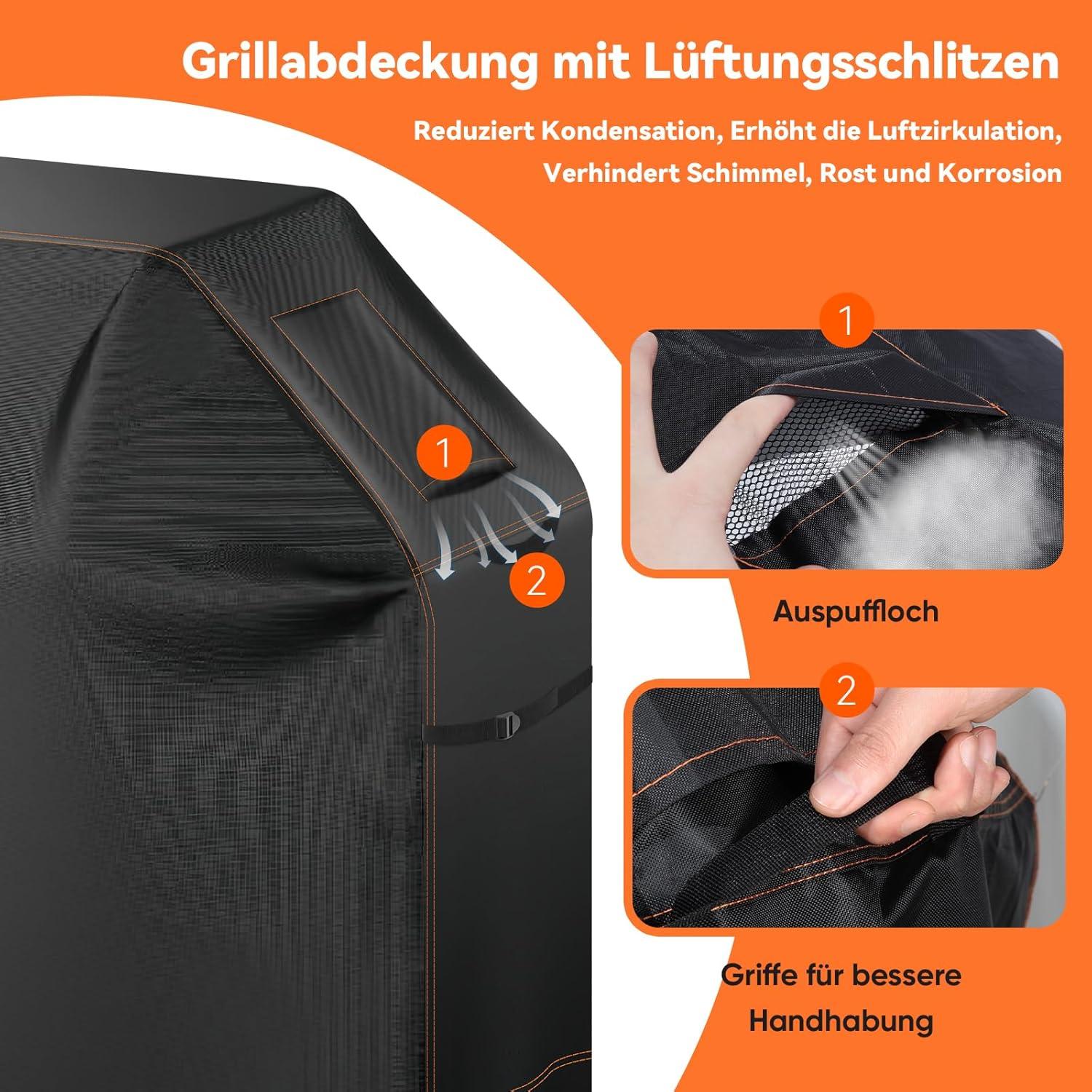 Grillabdeckung 600D Oxford Wasserdicht Lüftungsfenster 165x61x115cm