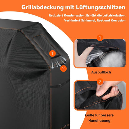 Grillabdeckung 600D Oxford Wasserdicht Lüftungsfenster 165x61x115cm