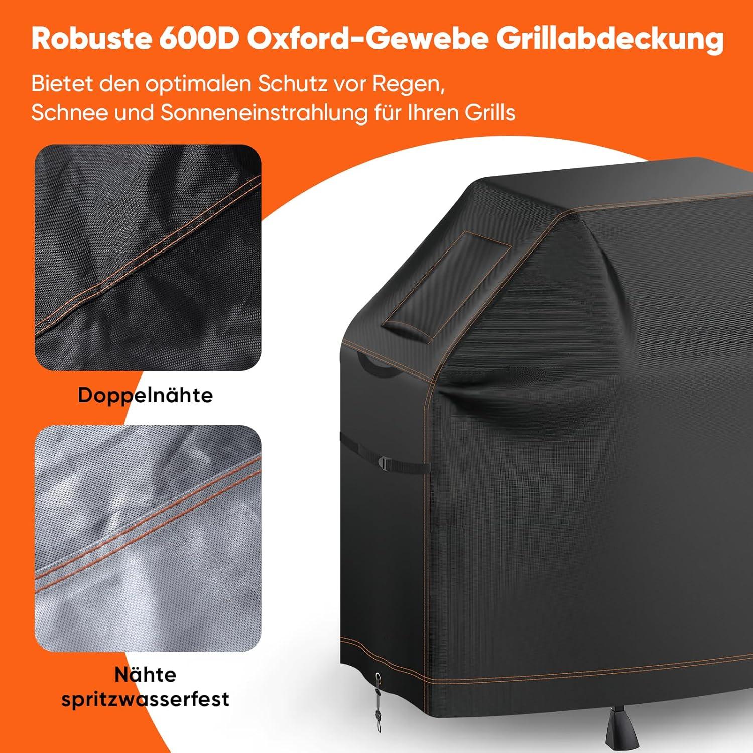 Grillabdeckung 600D Oxford-Stoff Gasgrill Schutzhülle Lüftungsfenster 165x61x115cm