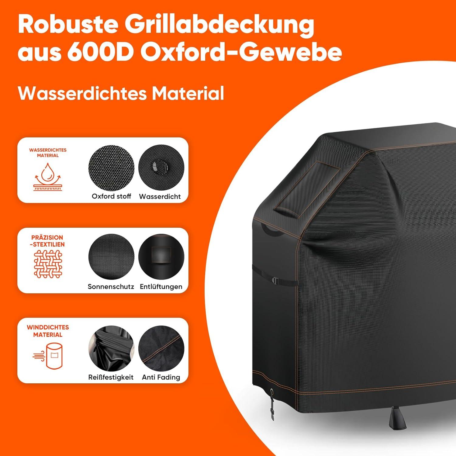 Grillabdeckung 600D Oxford-Stoff, Gasgrill Schutzhülle wasserdicht