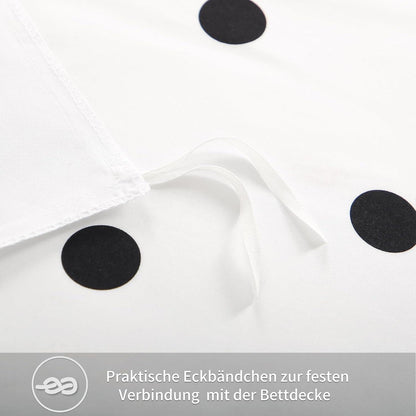 Bettwäsche 200x200 Weiß Polka Dot Mikrofaser 3tlg Set - Weich & Bügelfrei