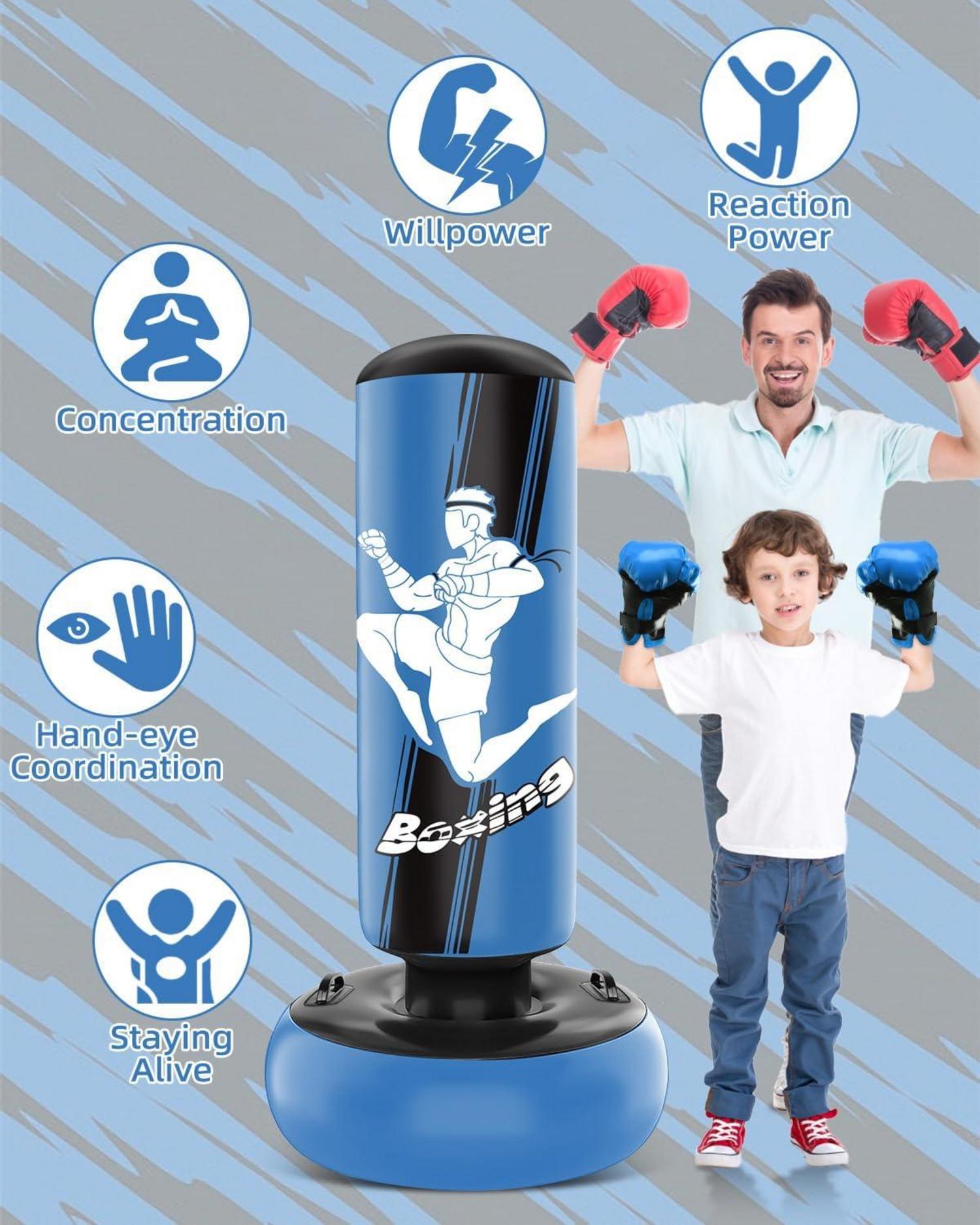 Kinderboxsack 165cm mit Boxhandschuhen und stabiler Basis