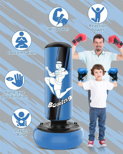 Kinderboxsack 165cm mit Boxhandschuhen und stabiler Basis