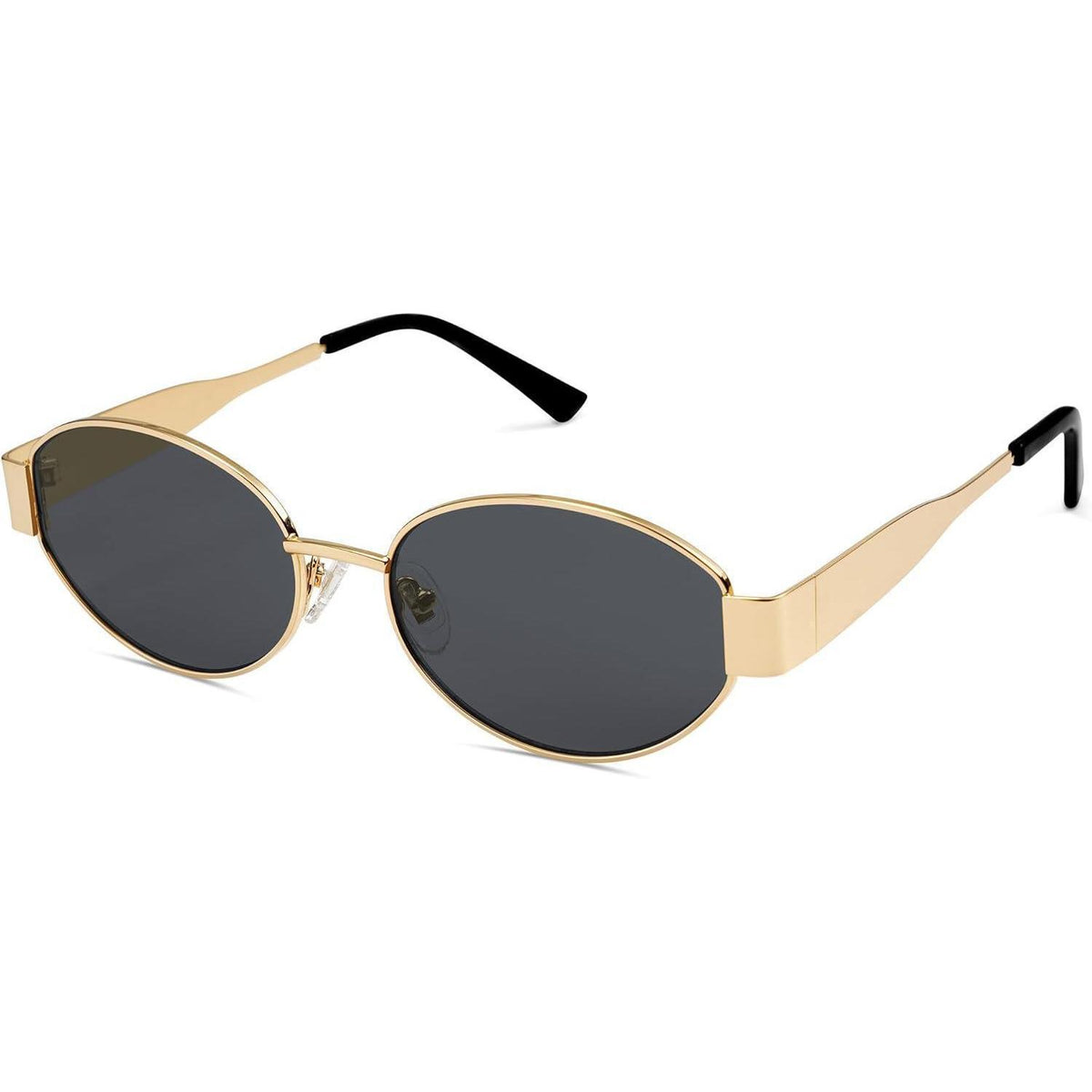 Retro Sonnenbrille Damen Herren Oval UV400 Schutz Grau