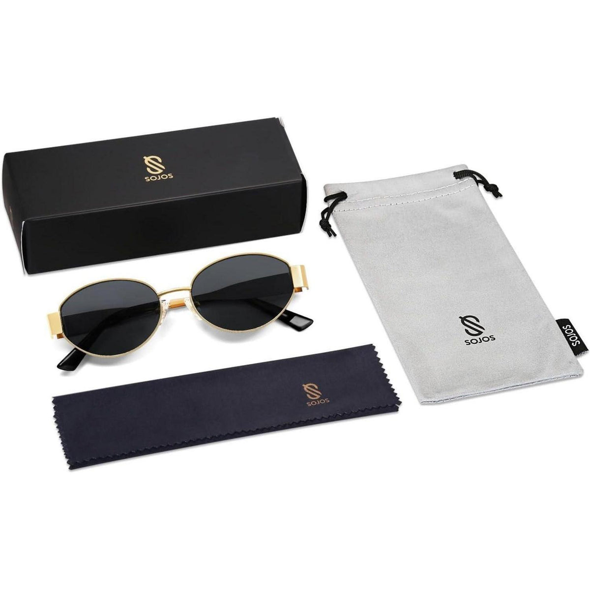 Retro Sonnenbrille Damen Herren Oval UV400 Schutz Grau