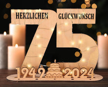 Originelles 75. Geburtstag Geschenk mit LED Lichterkette-Ständer