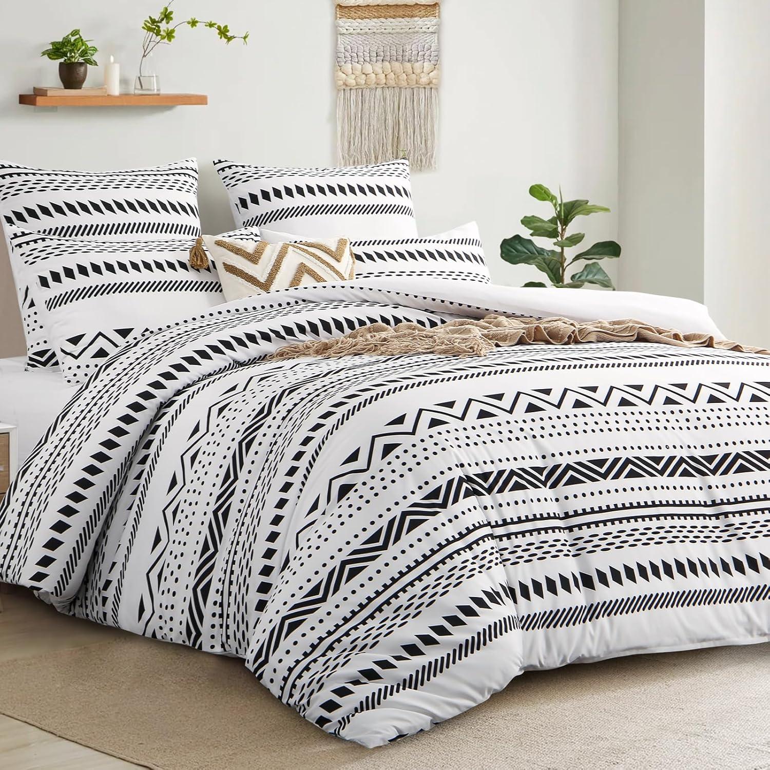 Bettwäsche Set 220x240 Grau Boho Mikrofaser mit