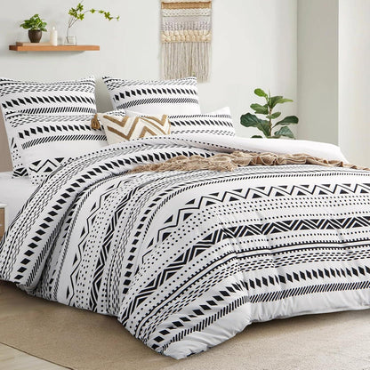 Bettwäsche Set 220x240 Grau Boho Mikrofaser mit