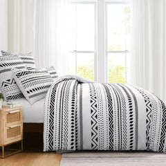 Bettwäsche Set Boho Muster Mikrofaser Reißverschluss 220x240 Grau