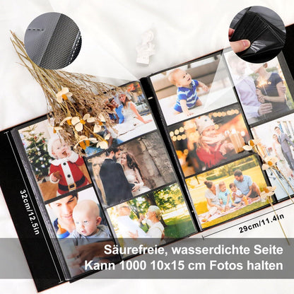 Lanpn Fotoalbum XXL Leinen 1000 Taschen 10x15 Violett