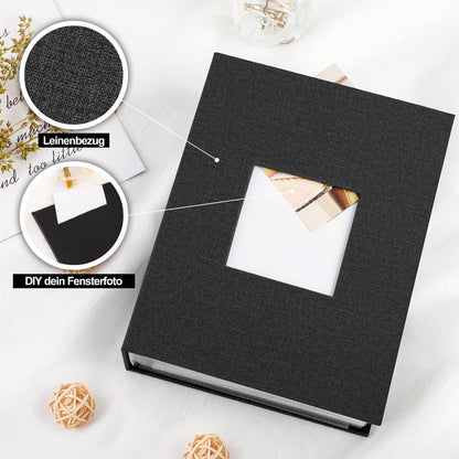 Fotobuch 10x15 Schwarz 200 Taschen Leinen Einsteckalbum