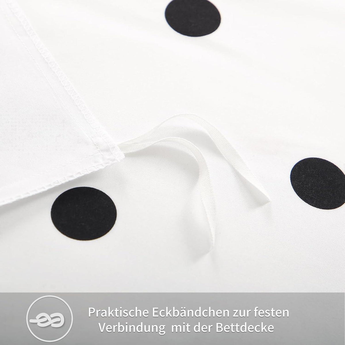 Bettwäsche-Set 135x200cm 4teilig Mikrofaser Weiß Polka Dot