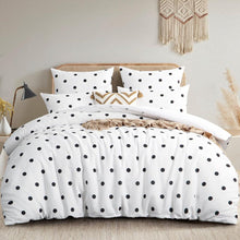 Bettwäsche Set Polka Dot Muster Mikrofaser Weiß 200x220 3tlg