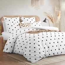 Bettwäsche Set 200x220 Weiß Polka Dot Muster Mikrofaser mit