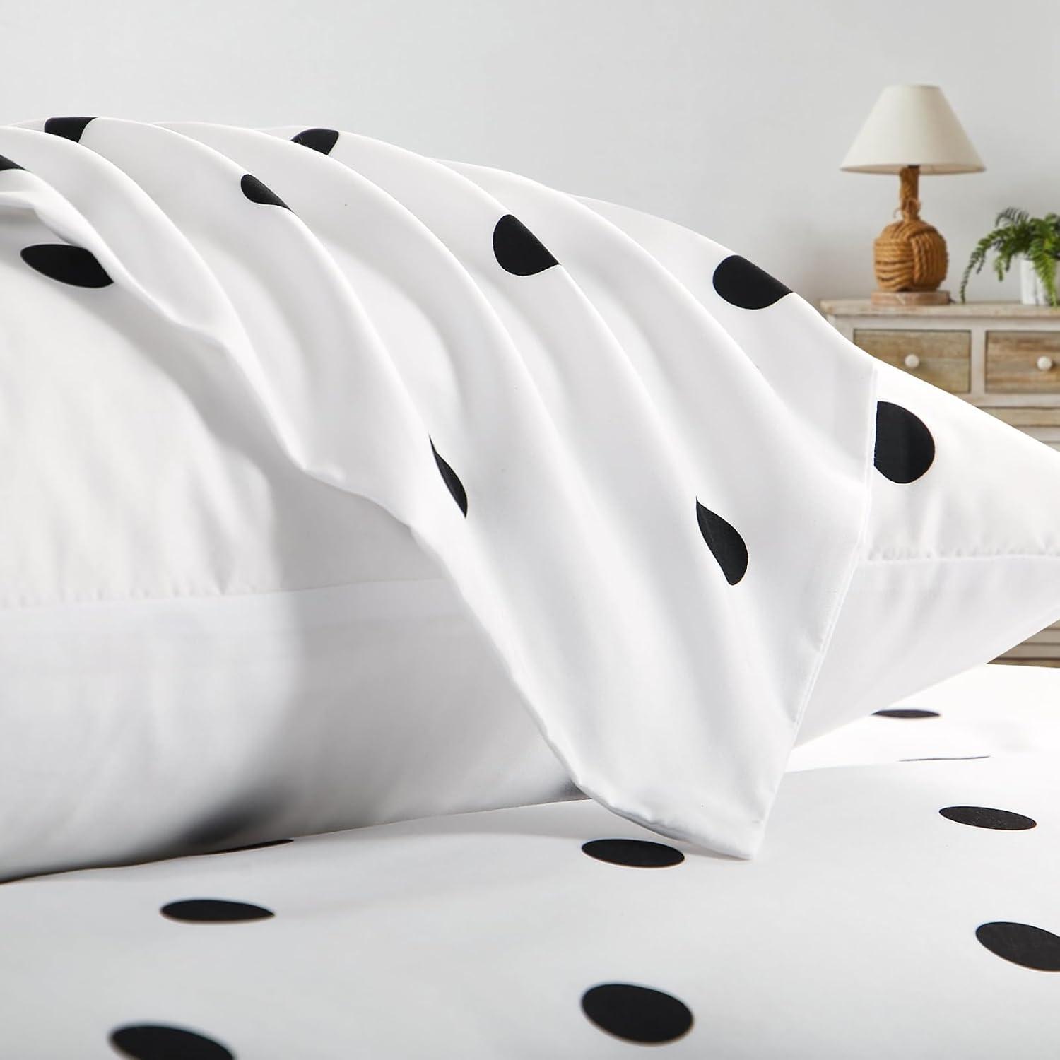 Bettwäsche 200x220 Weiß Polka Dot Mikrofaser Set SEO 3tlg