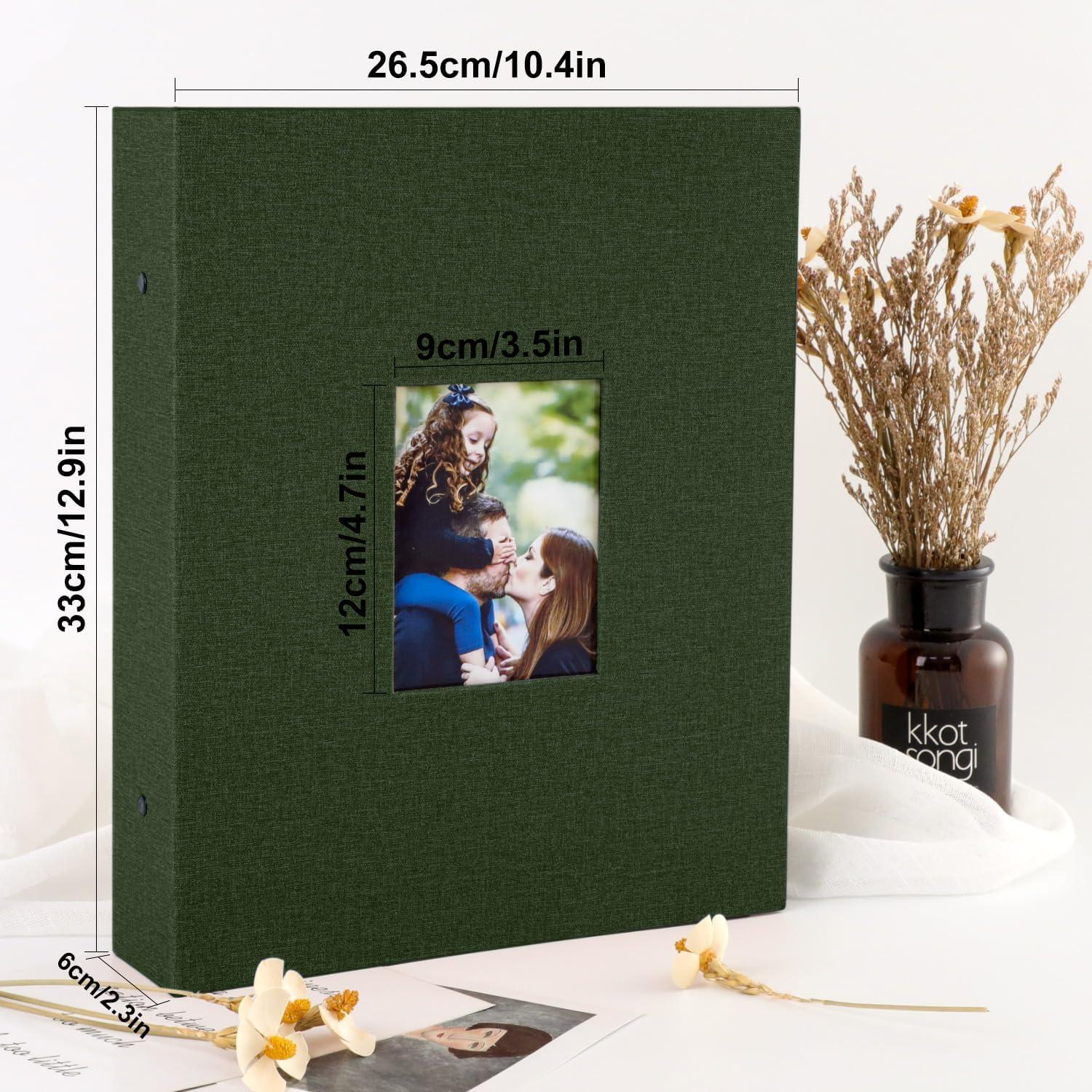 Fotoalbum 10x15 Hochformat 400 Taschen Leinenbezug Grün