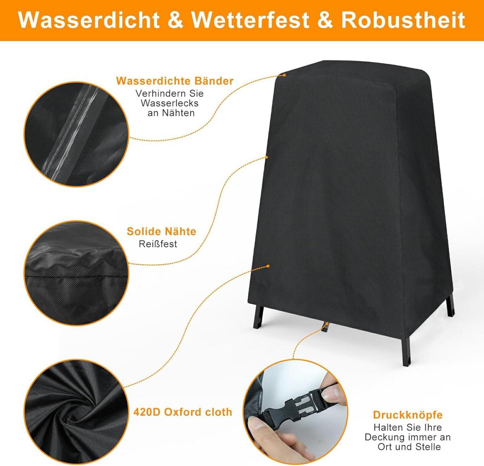 Abdeckung für Ninja Woodfire Outdoor-Ofen, wetterfest, Schwarz
