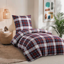 Bettwäsche 155x220 2 teilig Rot Tartan Muster Mikrofaser