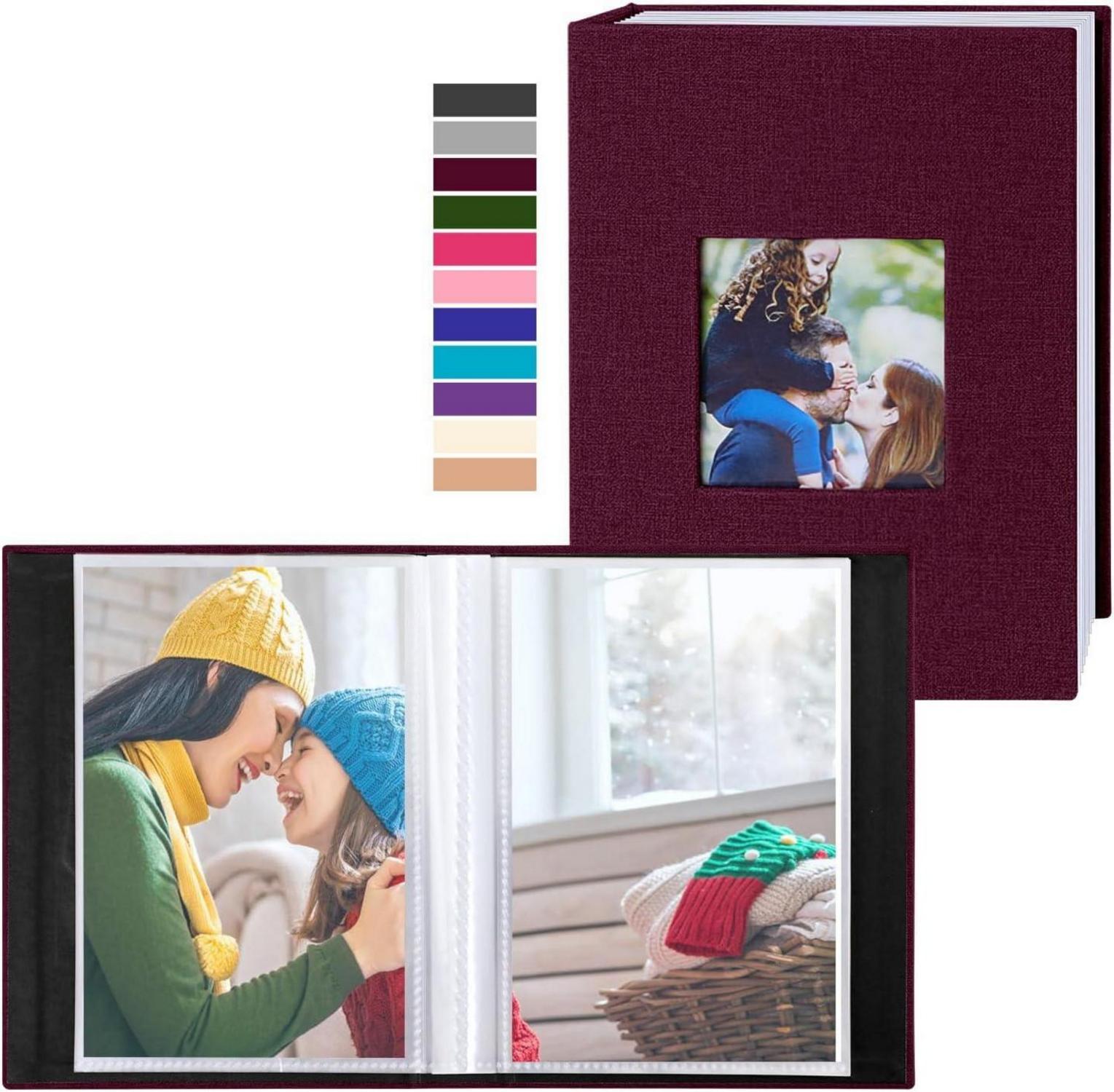 Fotoalbum 10x15 Leinen Einsteckalbum für Hochformat Violett