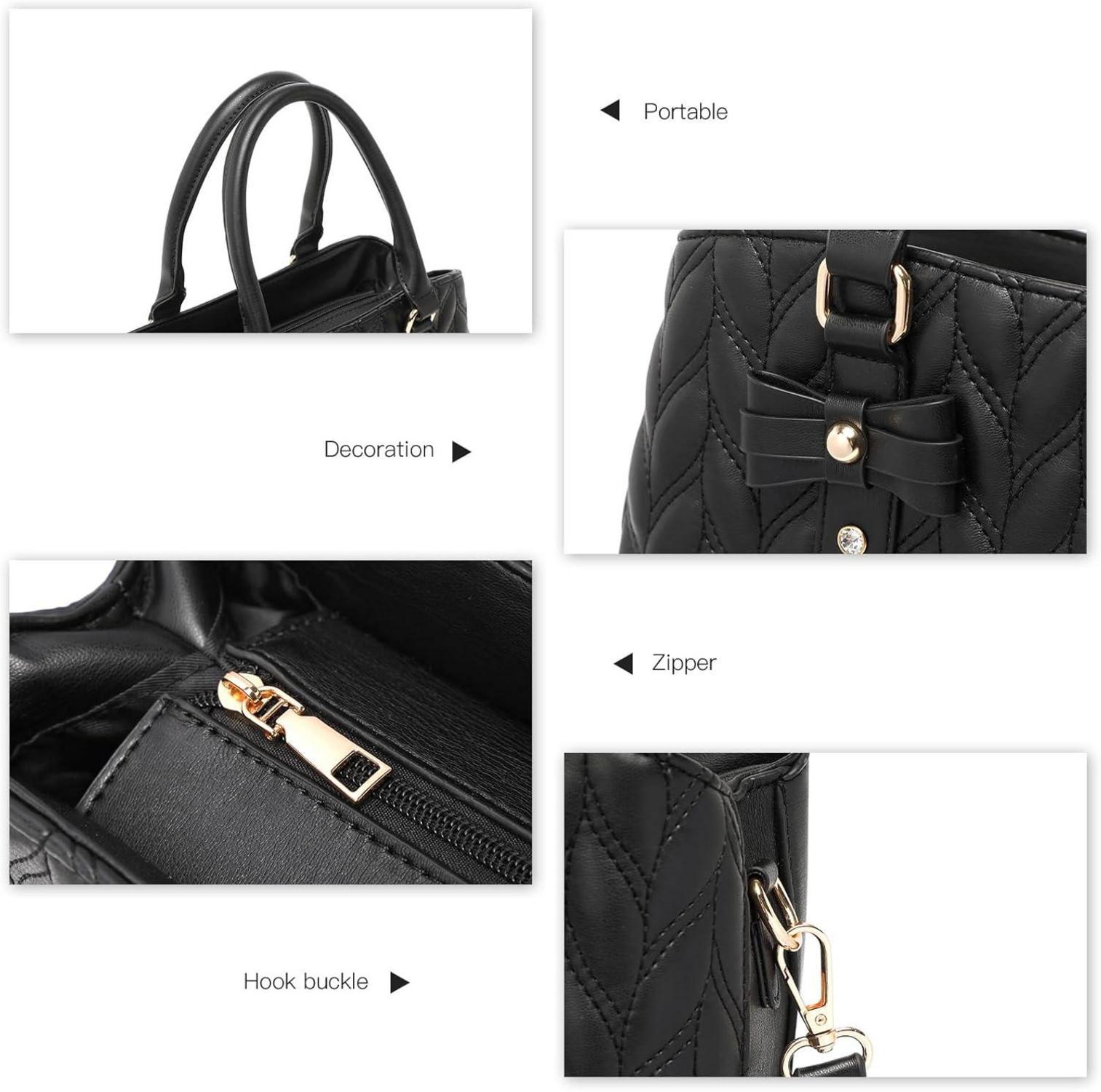 Damen Handtasche Gestepptes Design PU-Leder Groß Schultertasche